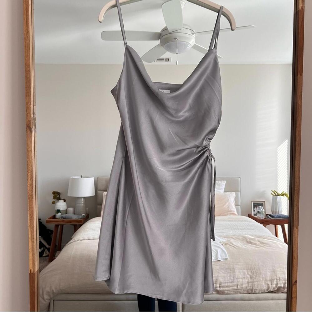 Gray Satin Slip Dress